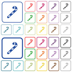 Candy canes outlined flat color icons