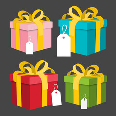Paper Gift Boxes Set. Vector Present Box.
