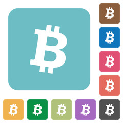 Obraz premium Bitcoin digital cryptocurrency rounded square flat icons