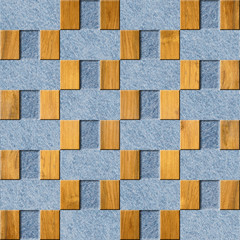 Interior Design wallpaper - paneling pattern - abstract decoration material - oriental decor - seamless background - blue jeans and wooden texture