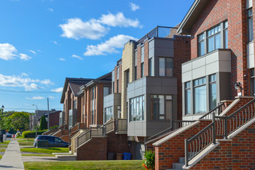 Fototapeta na wymiar Expensive modern house with huge windows in Montreal, Canada.