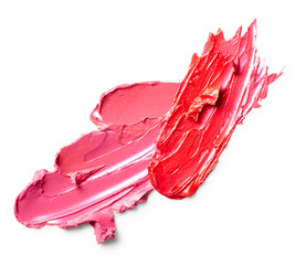 Obraz na płótnie Canvas Smudged lipsticks isolated on white background