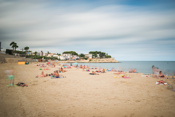 Fototapeta na wymiar long exposure beach in Spain Catalonia 