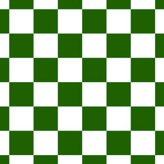 Chessboard or checker board seamless pattern in green and white. Checkered board for chess or checkers game. Strategy game conce