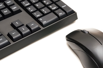 Computer keyboard and mouse  isolated on white background