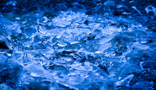 Cracked blue ice