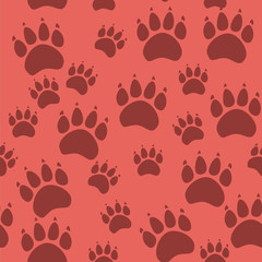 Sewing fabric with Cat or dog paw seamless pattern - vector animal ...