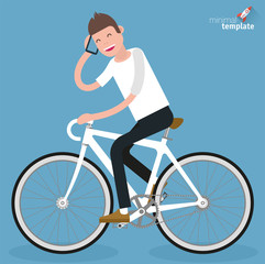 Flat design young women riding bicycle