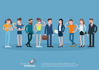 Set of flat design vector people characters. 