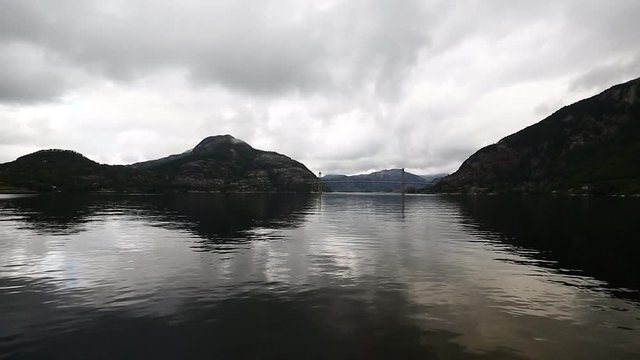 Lysefjord Bridge in cloudy weather, Norway