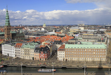 Fototapeta na wymiar view of Copenhagen from the tower of Christiansborg palace