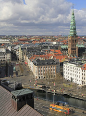 Fototapeta na wymiar view of Copenhagen from the tower of Christiansborg palace