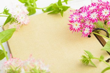 Vintage paper and flowers frame with copy space