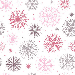 Seamless pattern with hand drawn snowflakes. Vector illustration