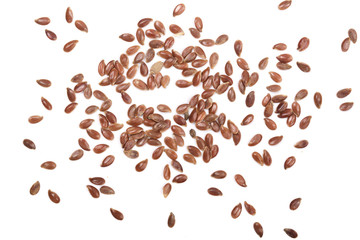 flax seeds isolated on white background. Top view