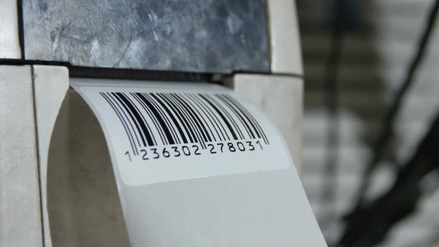 Closeup Modern Useful Device Prints Barcode Sticker