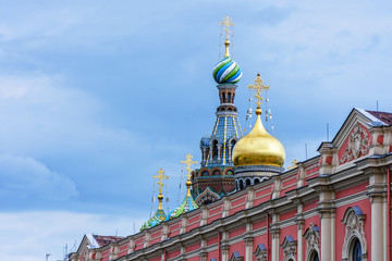 Domes of the Church of the Savior on Blood St. Petersburg Russia