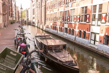 Crédence de cuisine en verre imprimé Amsterdam Amsterdam Canal Boat