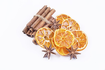 Cinnamon sticks and dried orange slices