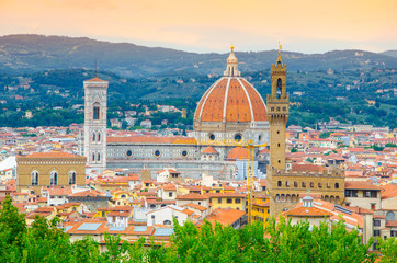 Fototapeta premium Florence cityscape with cathedral Duomo Santa Maria del Fiore, Florence, Italy.