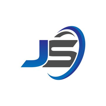 vector initial logo letters js with circle swoosh blue gray