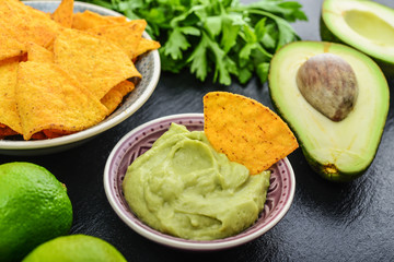 Guacamole sauce with fresh avocado
