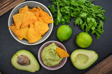 Guacamole sauce with fresh avocado