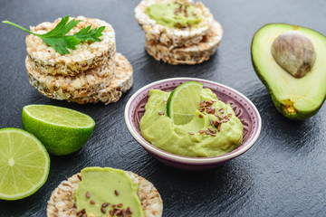 Guacamole sauce with fresh lime