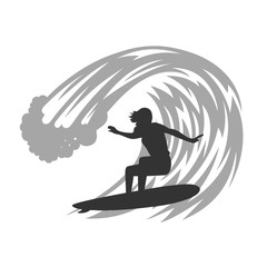 Surfer on wave vector illustration.