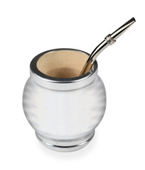 Matetee Mate Tee mit Trinkhalm Kalebasse Becher