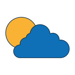 sun and cloud icon over white background vector illustration