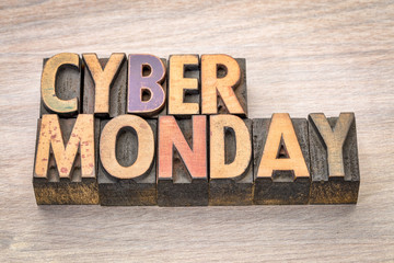 Cyber Monday in wood type