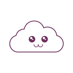 kawaii cloud icon over white background vector illustration