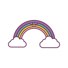 rainbow and clouds icon over white background vector illustration