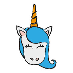 cartoon magical unicorn icon over white background colorful design vector illustration