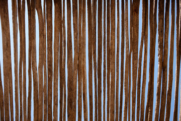 Close up of the vertical pattern of a wooden roof
