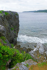 Landscape view of Cape Hedo, the northernmost point on Okinawa Island, Japan