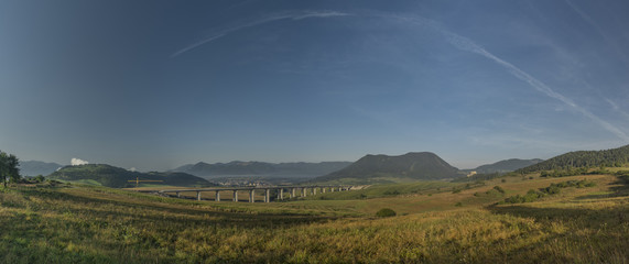 Panorama view near Ruzomberok town with highway bridge