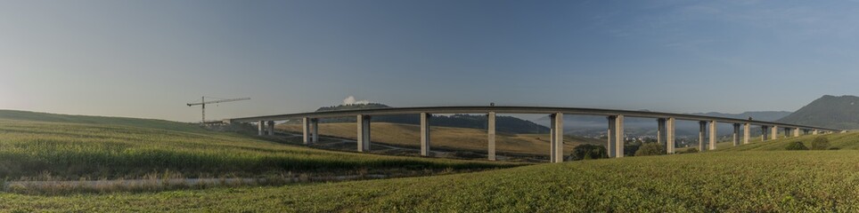Fototapeta na wymiar Panorama view near Ruzomberok town with highway bridge
