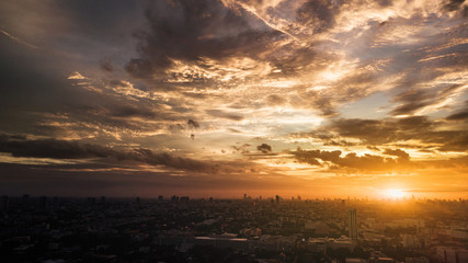 Evening cloudscape in city, Colorful sunset