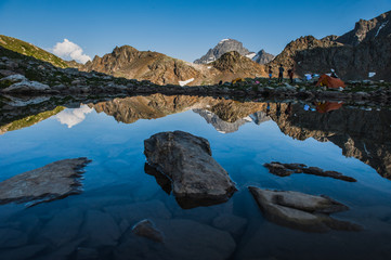 Alpine lake among the rocks, Arhyz, Russian Federation