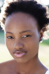 Outdoor Portrait Attractive African American Teen Girl