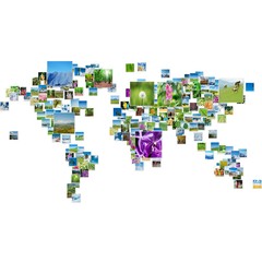 World map made of nature photos