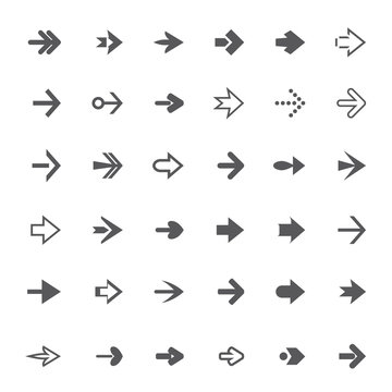 Set of grey vector arrows