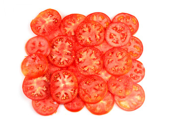 Fresh sliced tomato as food background