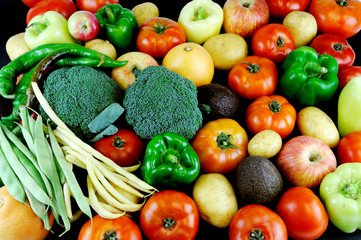 Fresh vegetable and fruit as food background