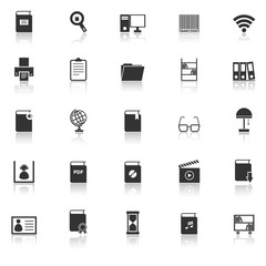 Library icons with reflect on white background