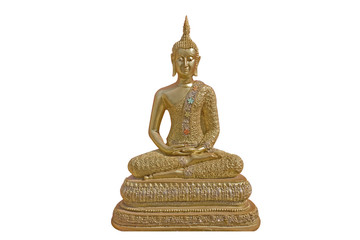 gold buddha statue isolated on white background
