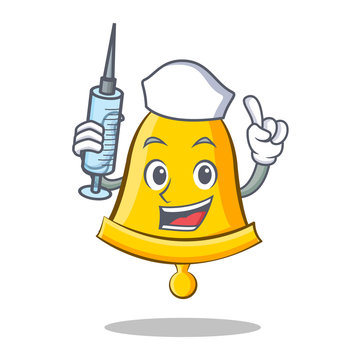 Nurse School Bell Character Cartoon