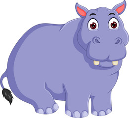 Cute hippo cartoon with smiling